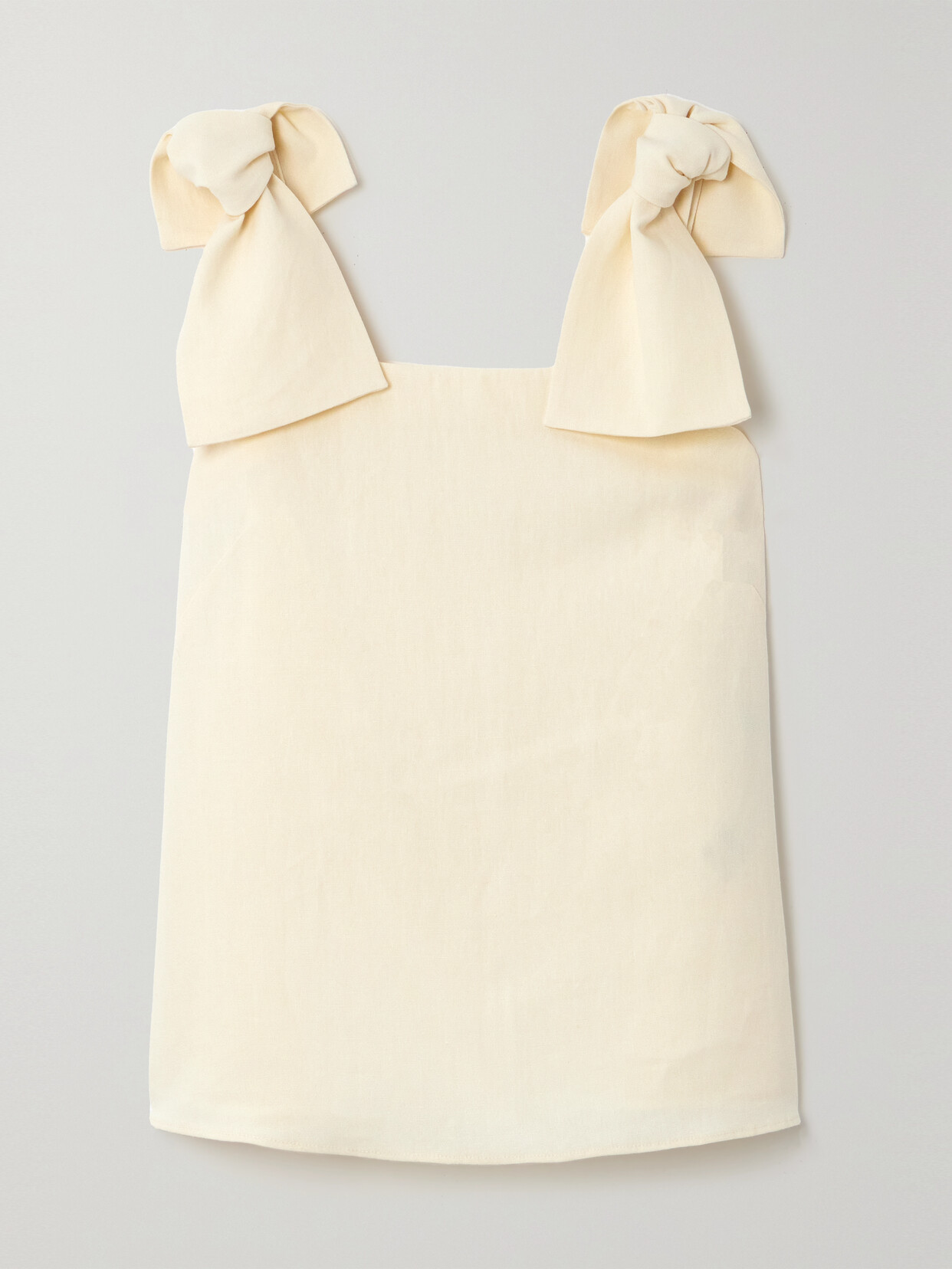 Shop Chloé Bow-detailed Linen-canvas Top In Cream