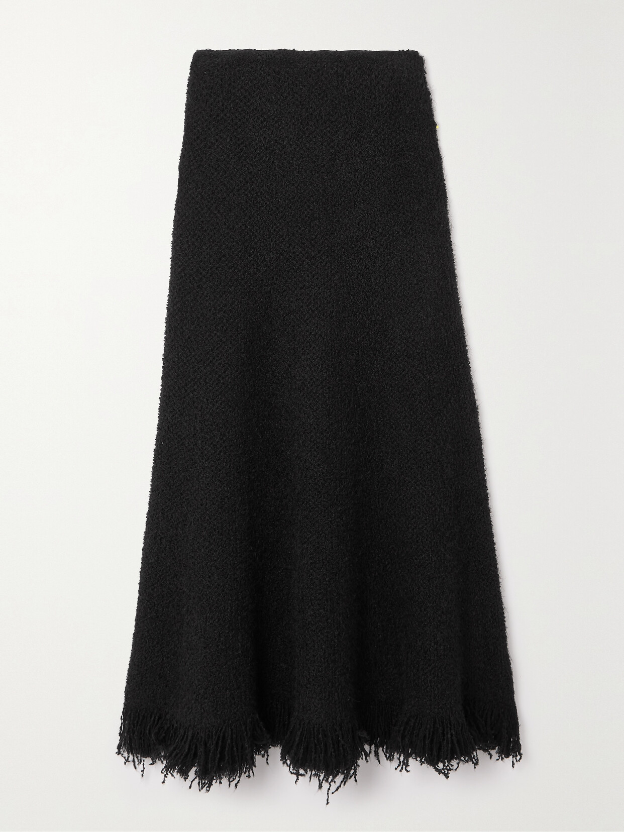 Chloé Frayed Wool-blend Bouclé-tweed Midi Skirt - Black