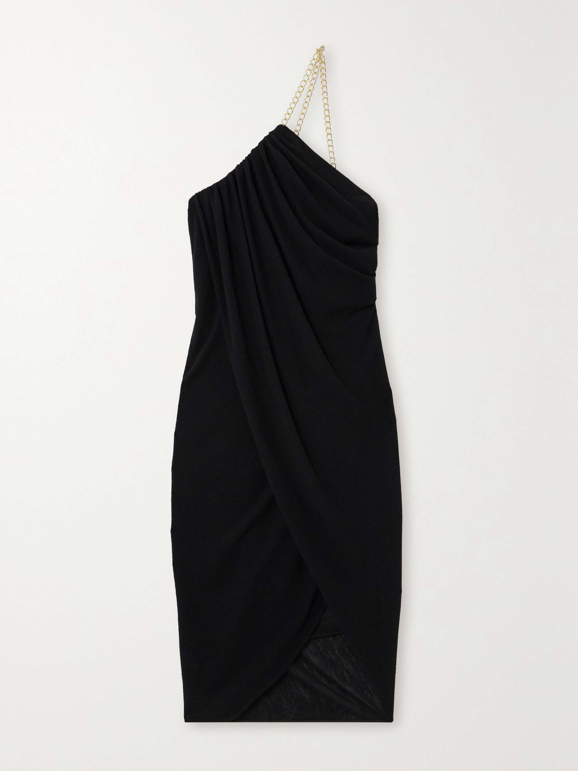 CHLOÉ One-shoulder chain-embellished draped wool-crepe midi dress | NET ...