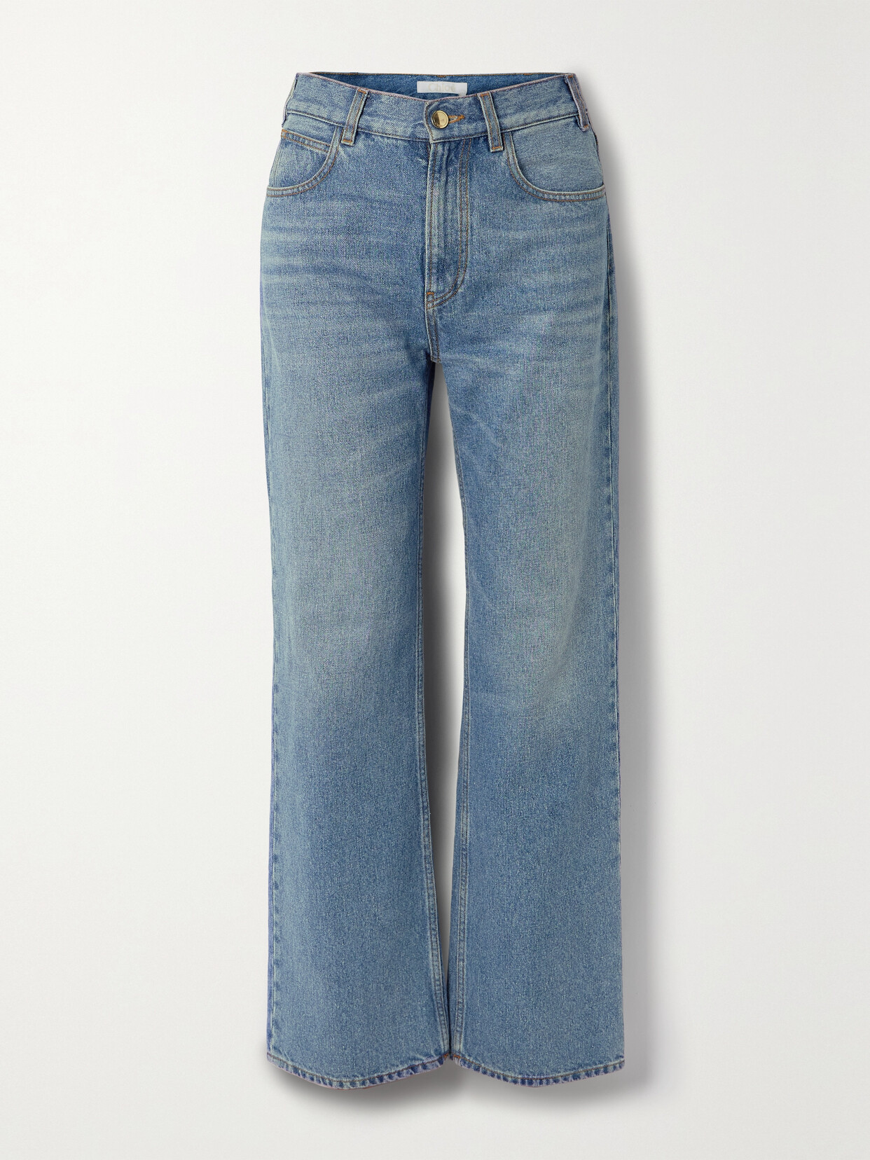 Shop Chloé + Net Sustain High-rise Boyfriend Recycled Jeans In Blue