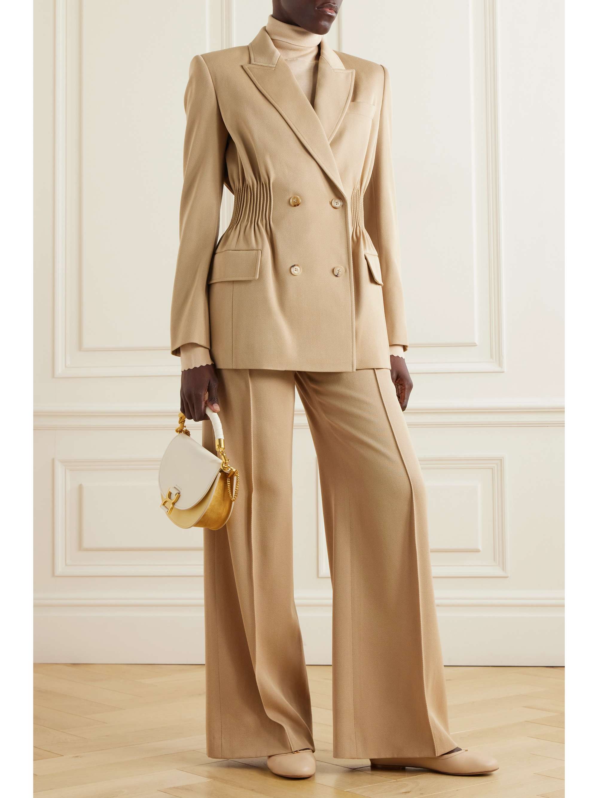 CHLOE Double breasted shirred wool gabardine blazer NET A PORTER