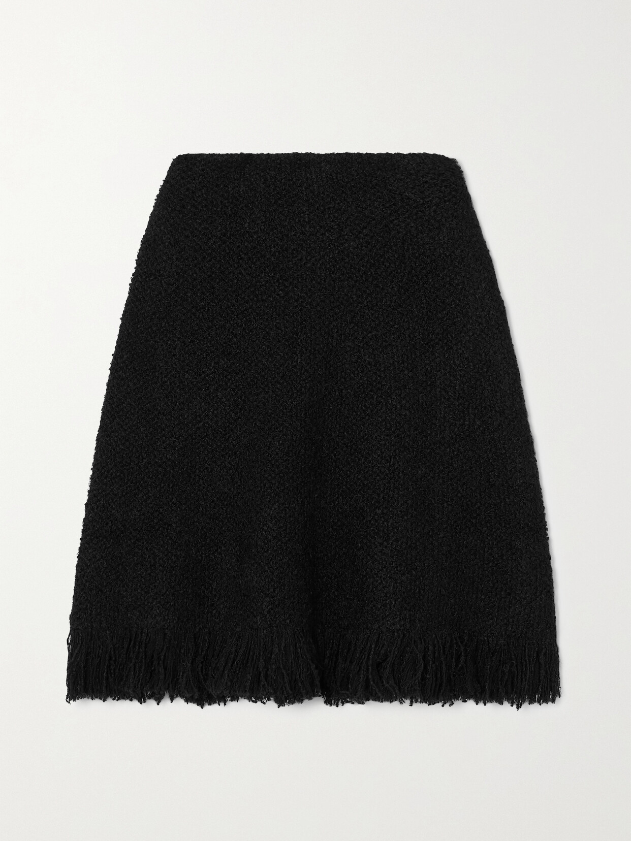 Shop Chloé Frayed Wool-blend Bouclé Mini Skirt In Black