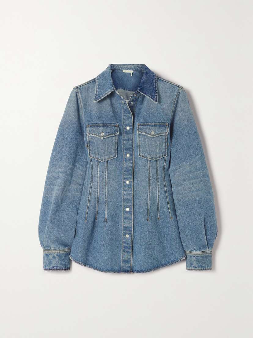 Chloé + Net Sustain Distressed Recycled-denim Shirt