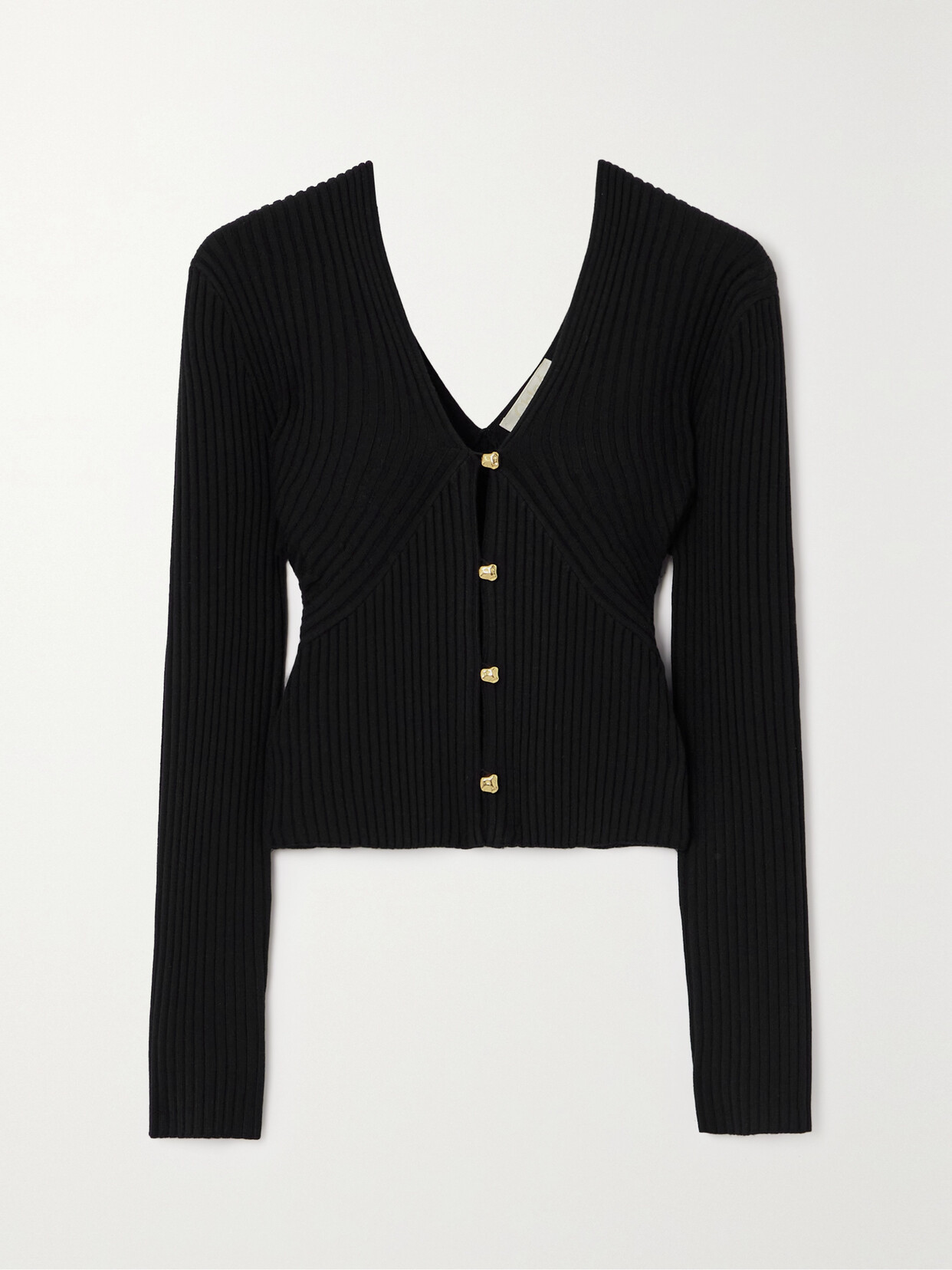 Chloé Cropped Ribbed Wool-blend Cardigan - Black