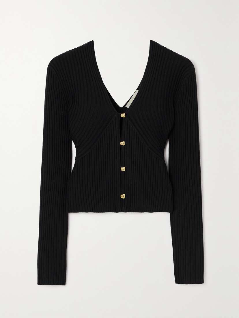 Chloé Cropped Ribbed Wool-blend Cardigan