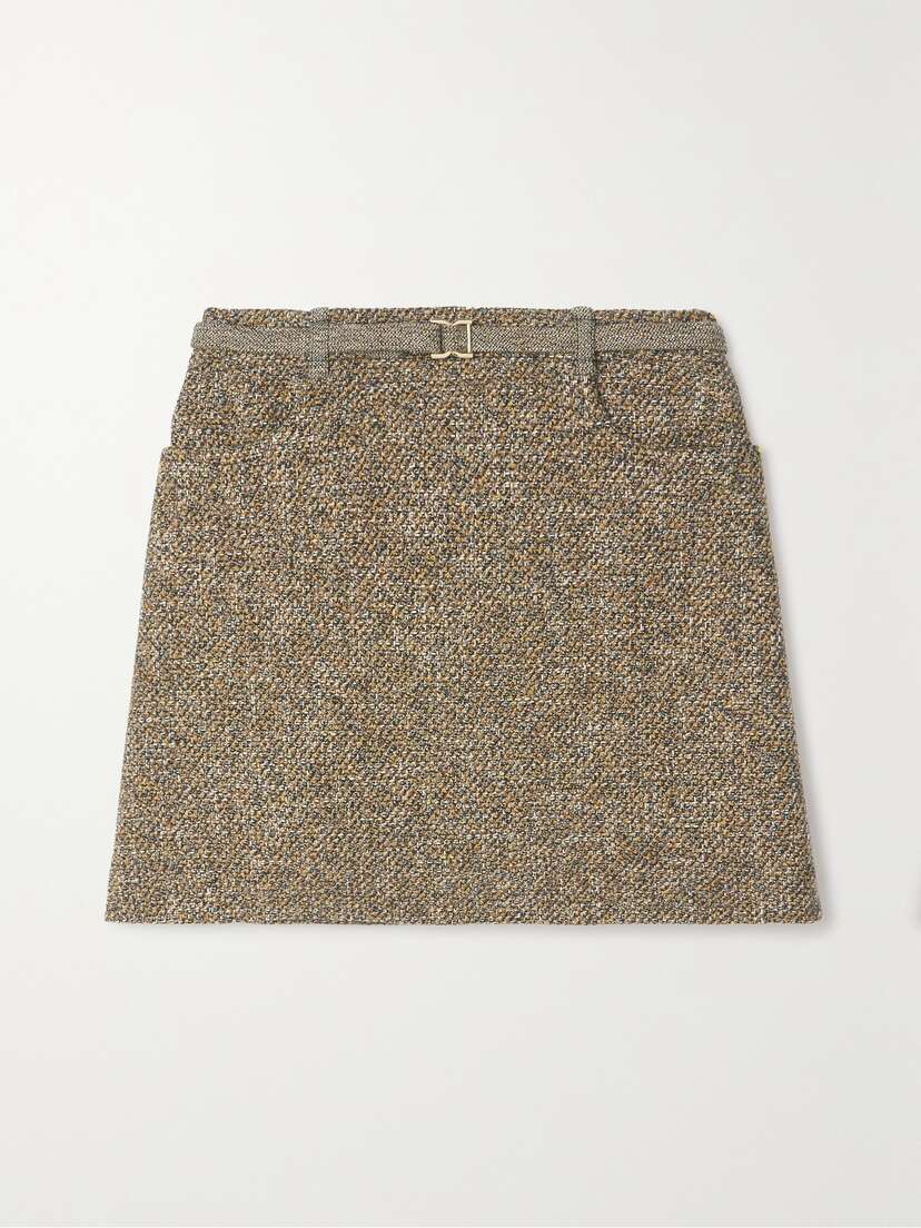 Chloé Belted Wool-blend Tweed Mini Skirt