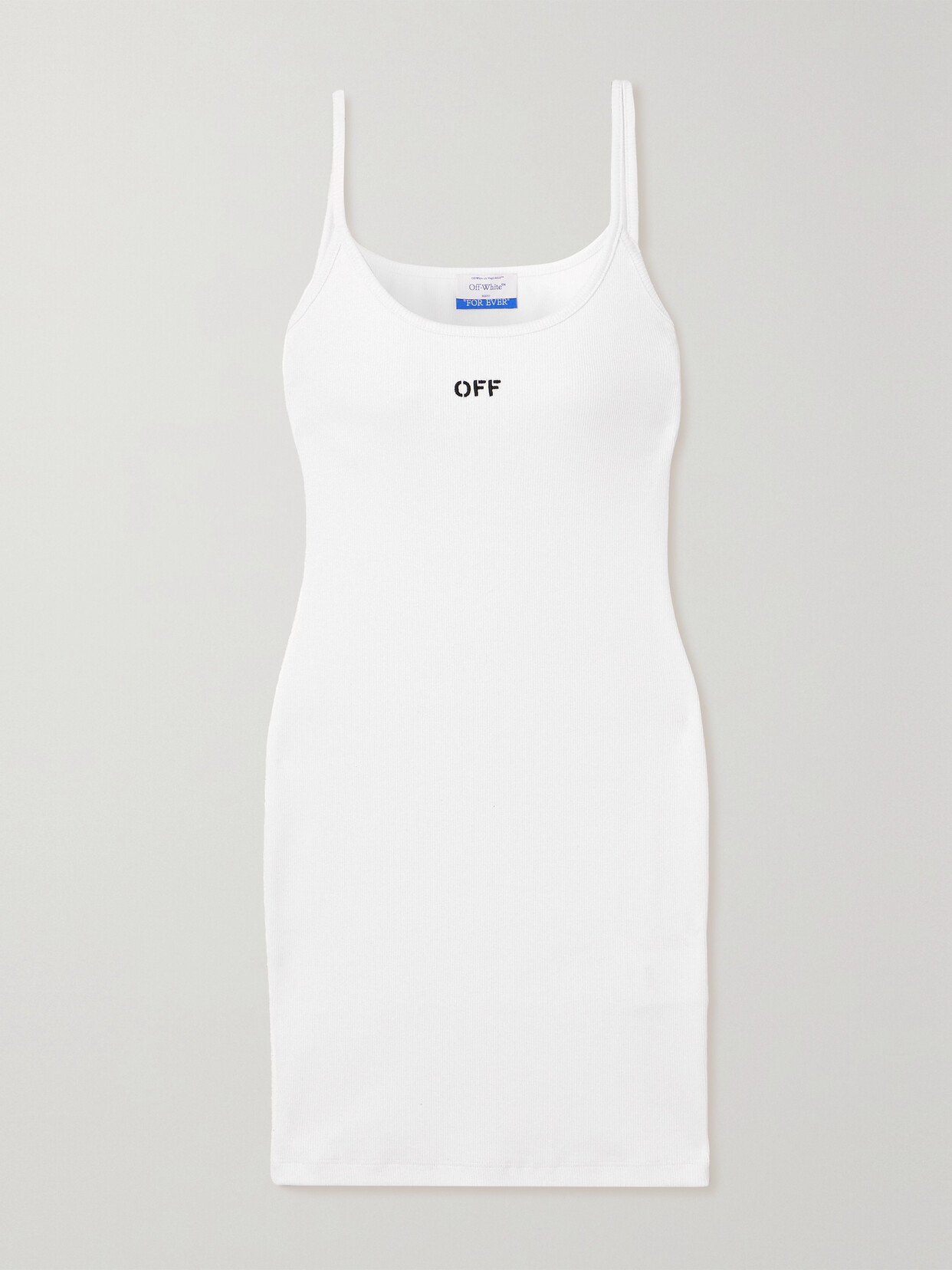 Off-White Embroidered Ribbed Cotton-blend Jersey Mini Dress - IT46