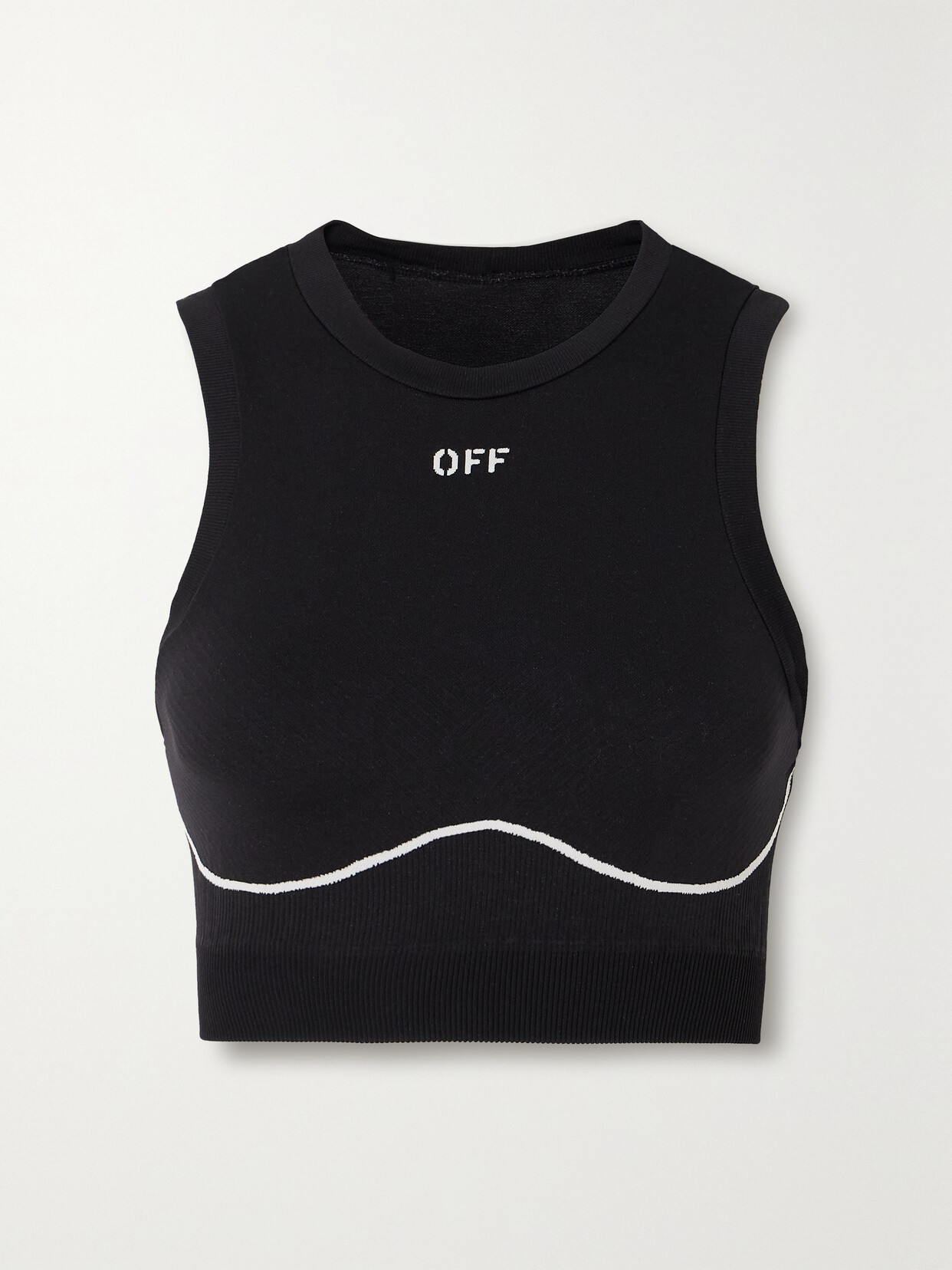 Off-White Off Stamp Ribbed Stretch Sports Bra - Black