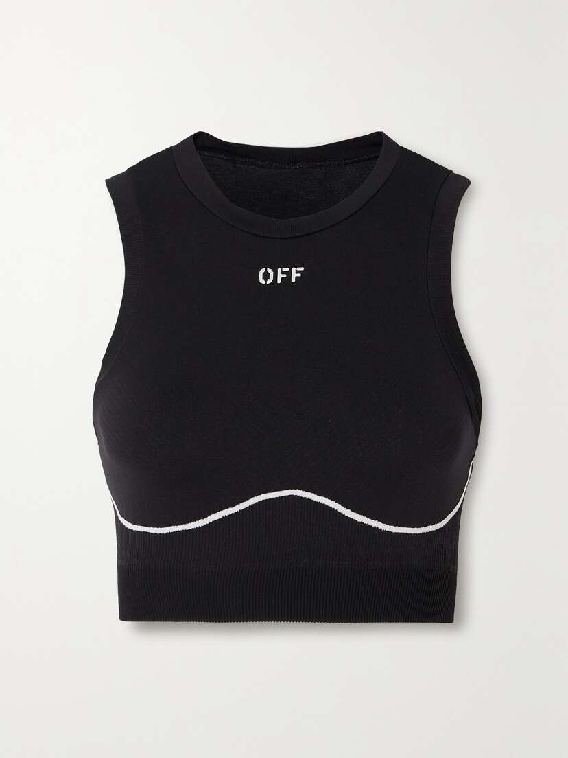 Off-White Off Stamp Ribbed Stretch Sports Bra