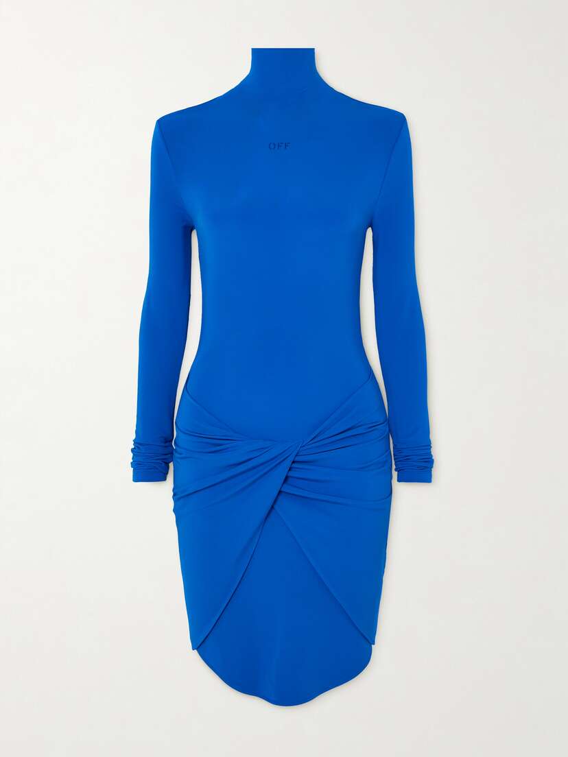 Off-White Twist-front Printed Jersey Mini Dress