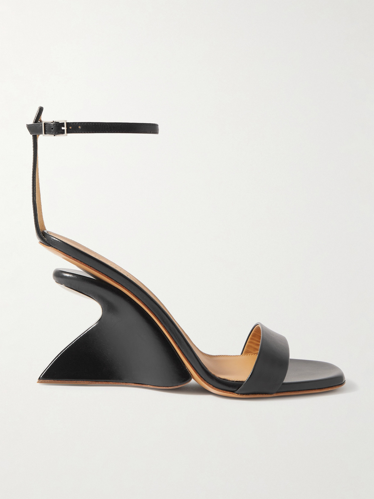 Off-white Jug Leather Wedge Sandals In Black