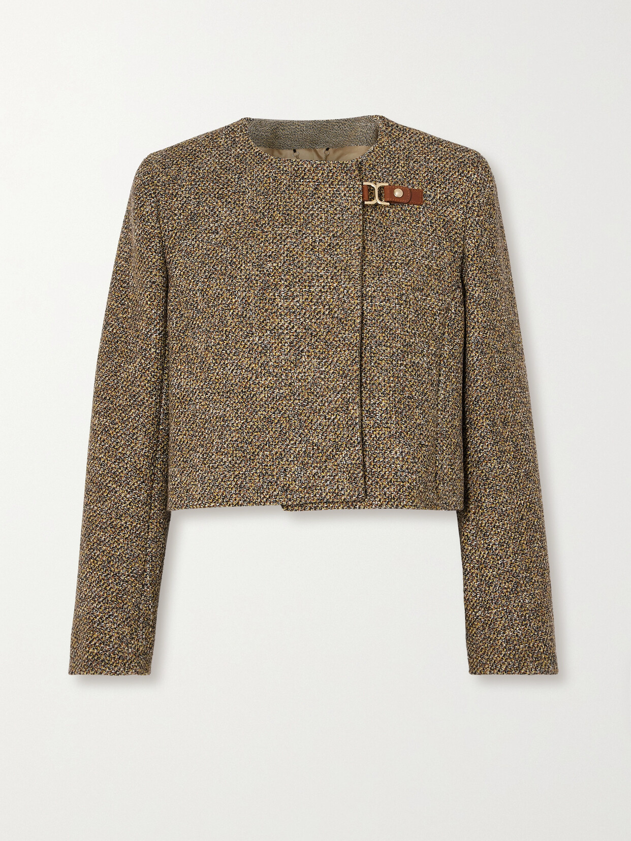 Chloé Embellished Cropped Wool-blend Tweed Jacket - Neutrals