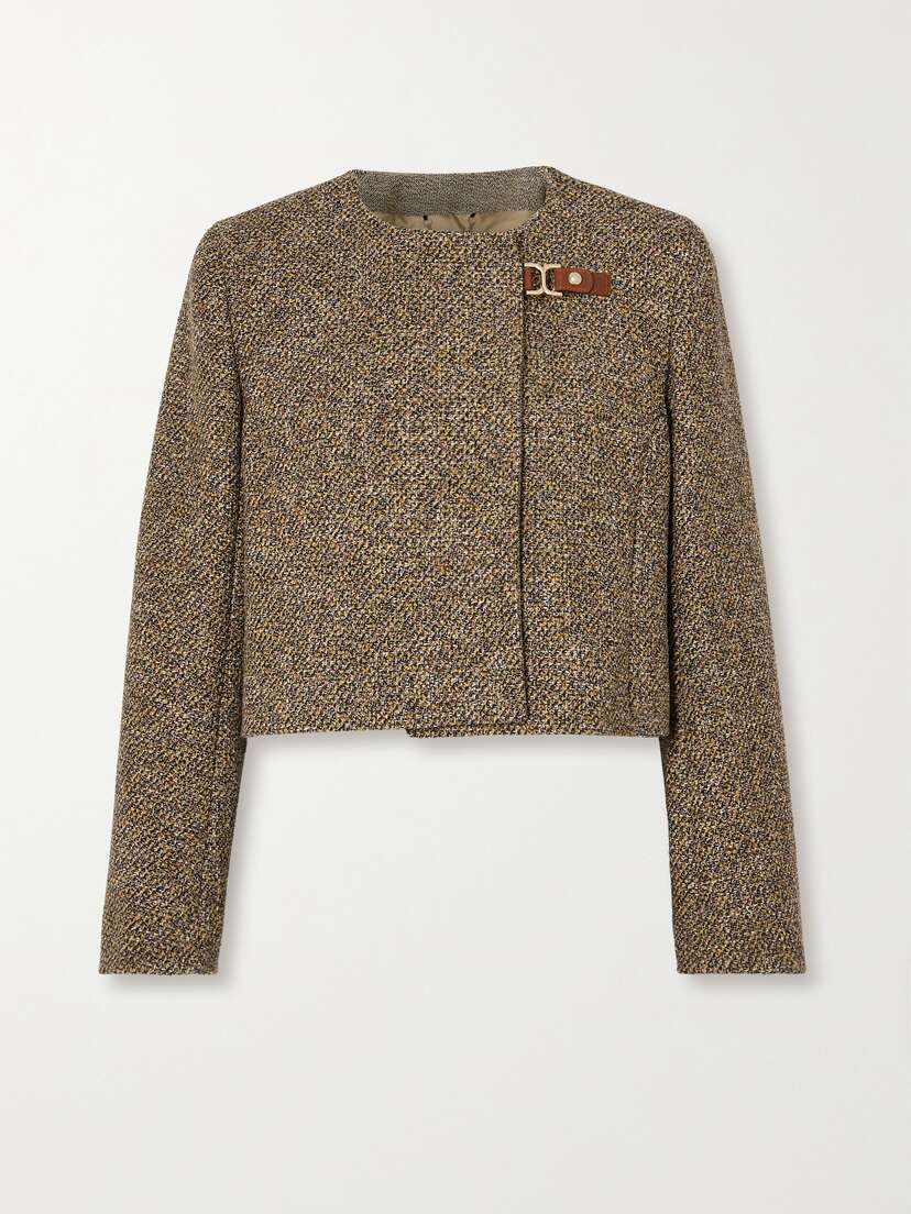 Chloé Embellished Cropped Wool-blend Tweed Jacket