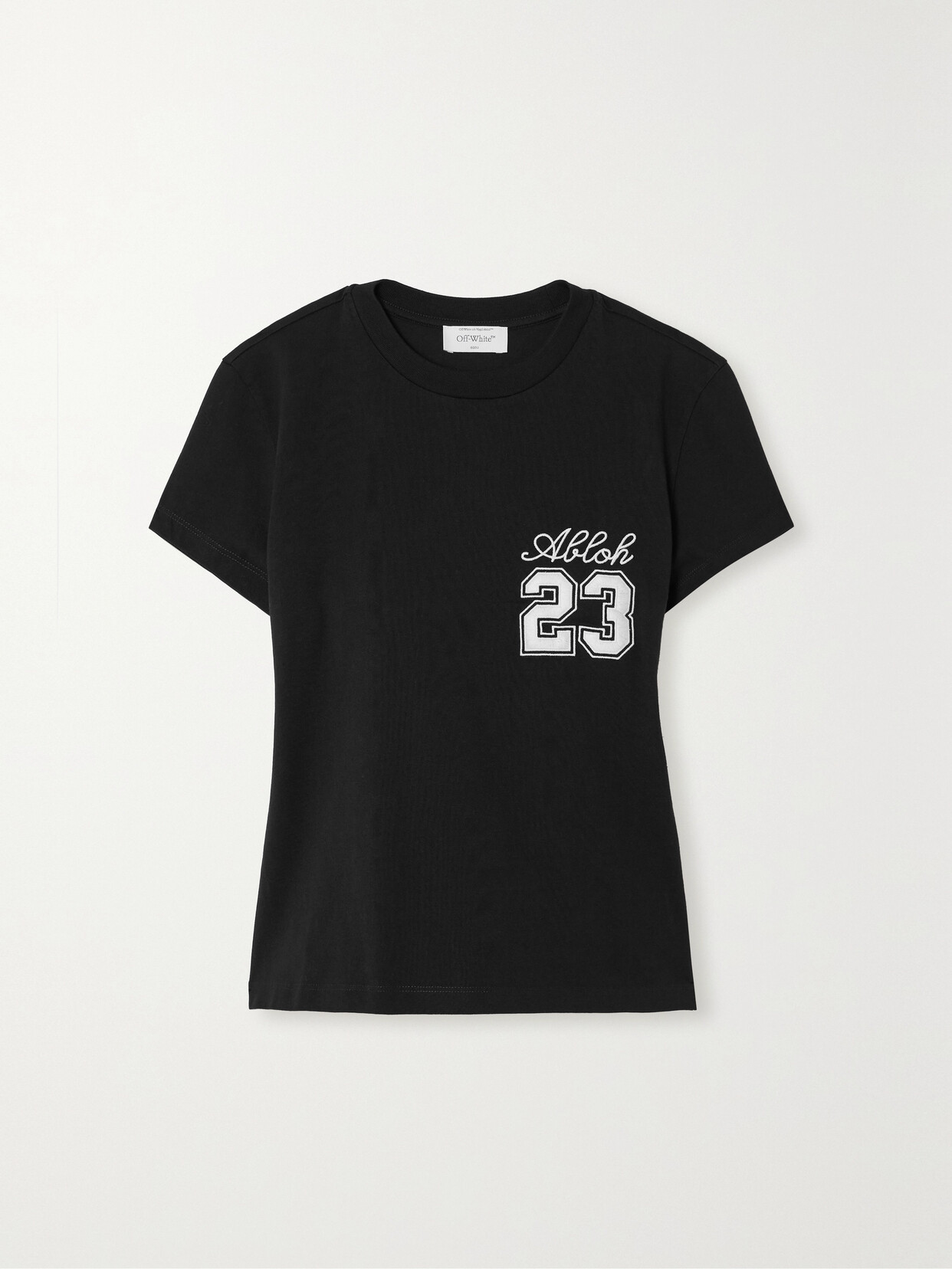 Off-White Embroidered Cotton-jersey T-shirt - Black
