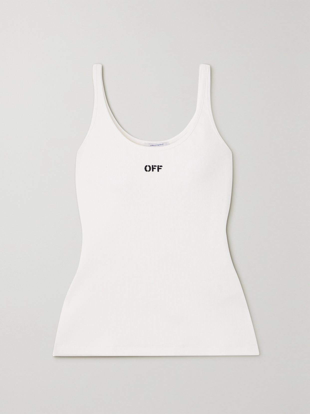 Off-White Embroidered Ribbed Stretch-cotton Jersey Tank - IT46