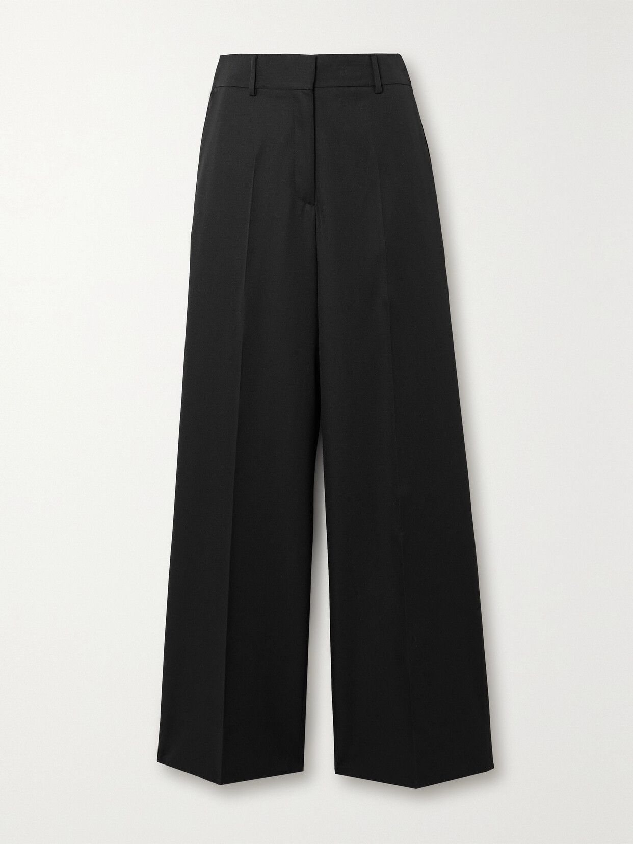 Shop Off-white Pleated Wool-twill Wide-leg Pants In Black