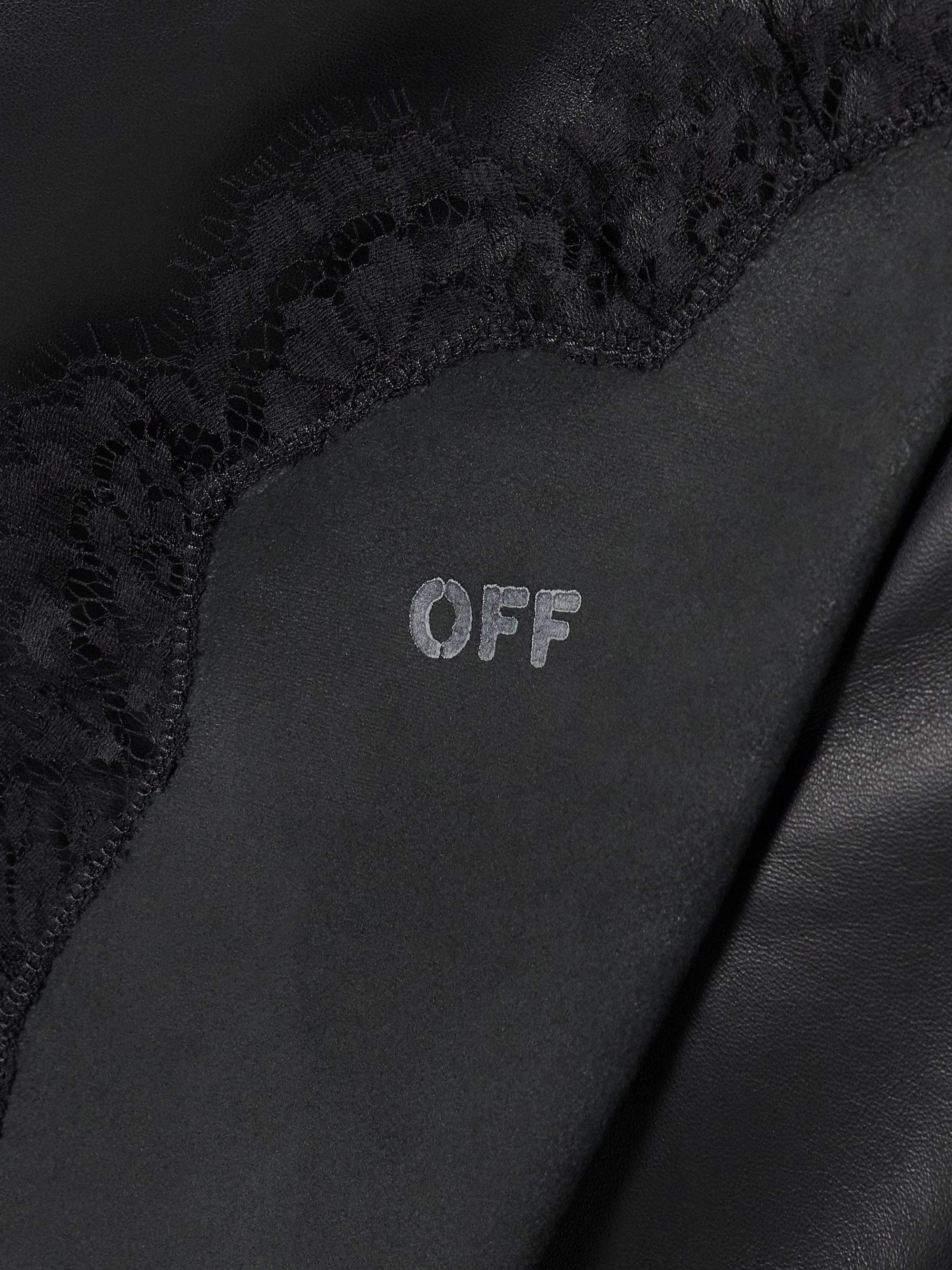 Off-White Lace-trimmed leather dress thumbnail