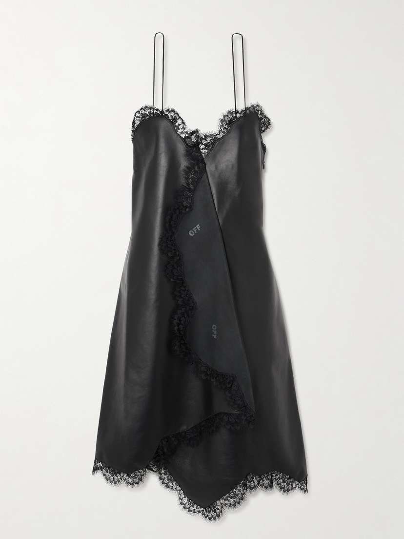 Off-White Lace-trimmed Leather Dress