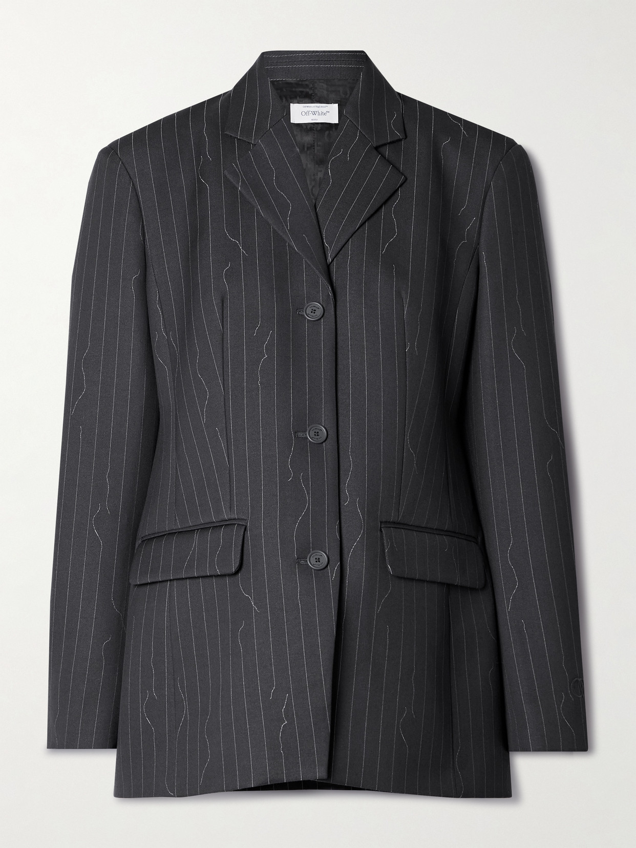 Off-White Pinstriped Wool-blend Blazer - Gray
