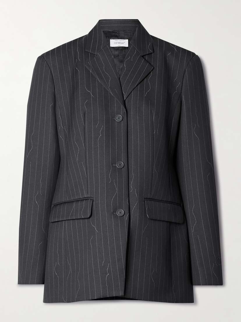 Off-White Pinstriped Wool-blend Blazer