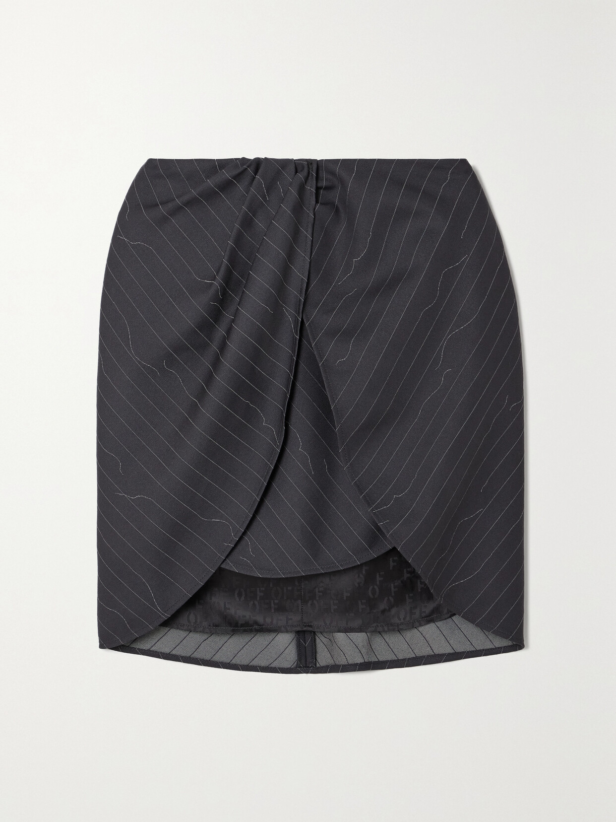 Off-White Twist-front Pinstriped Wool-blend Twill Mini Skirt - Gray