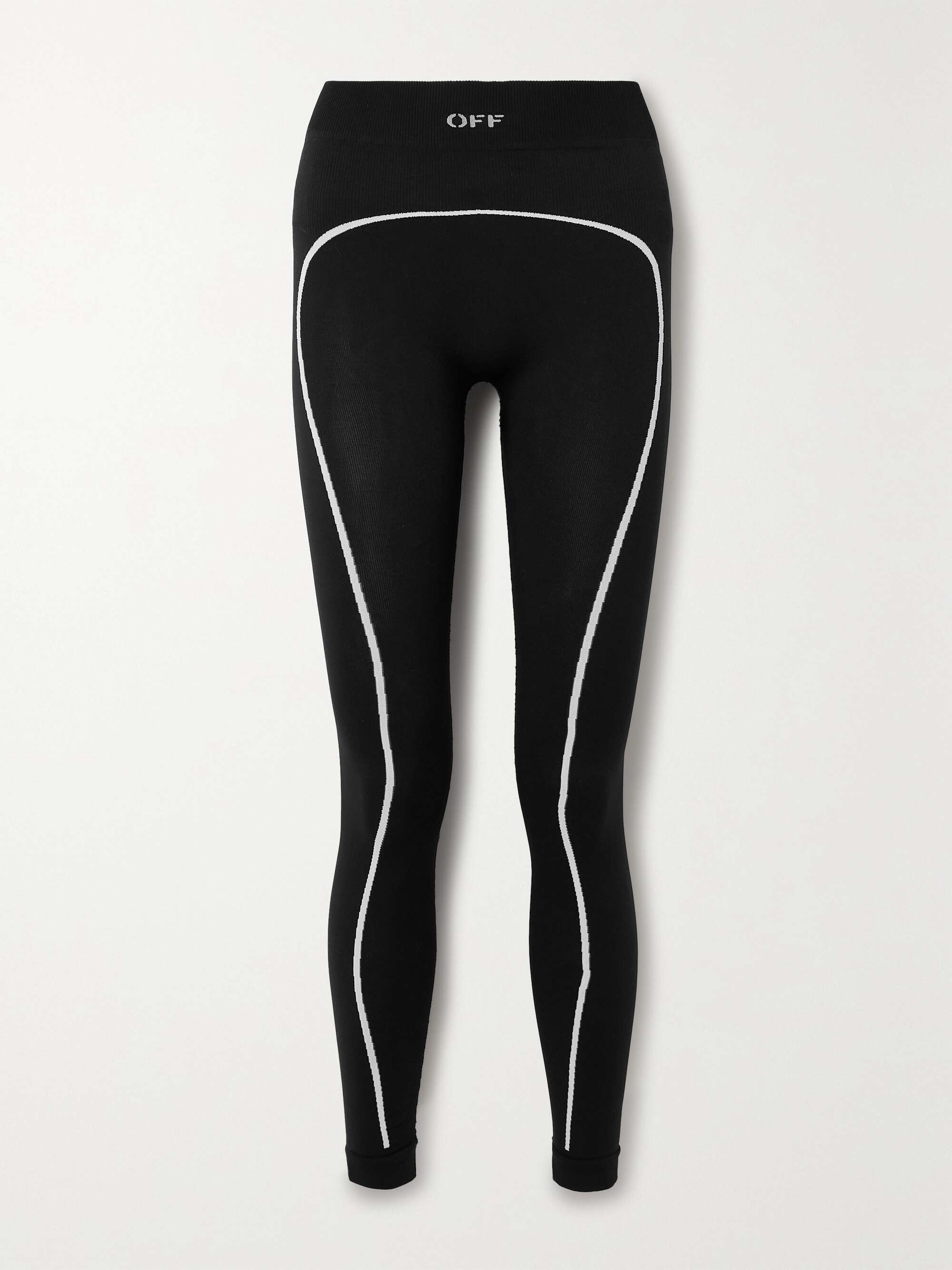 OFF-WHITE Off Stamp striped stretch-jersey leggings