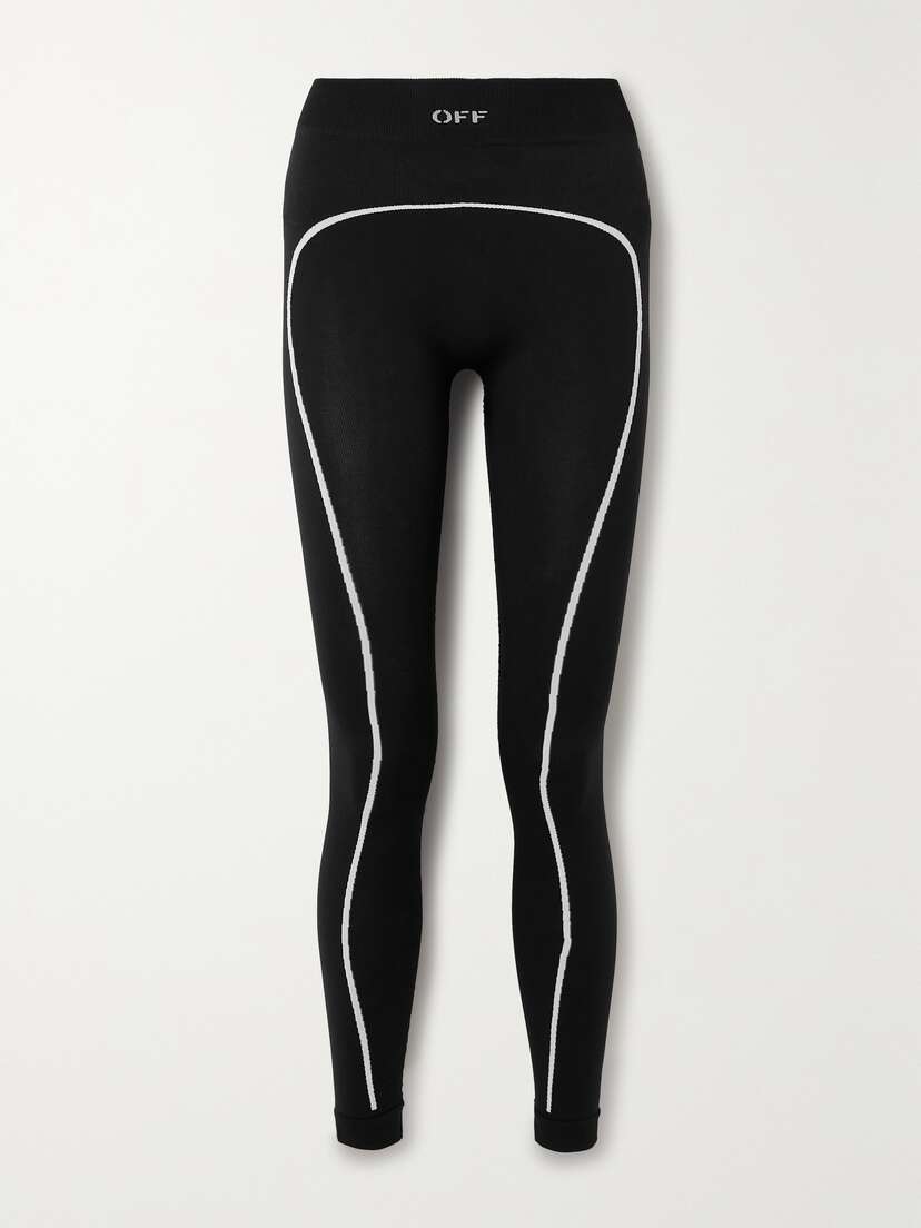 Off-White Off Stamp Striped Stretch-jersey Leggings