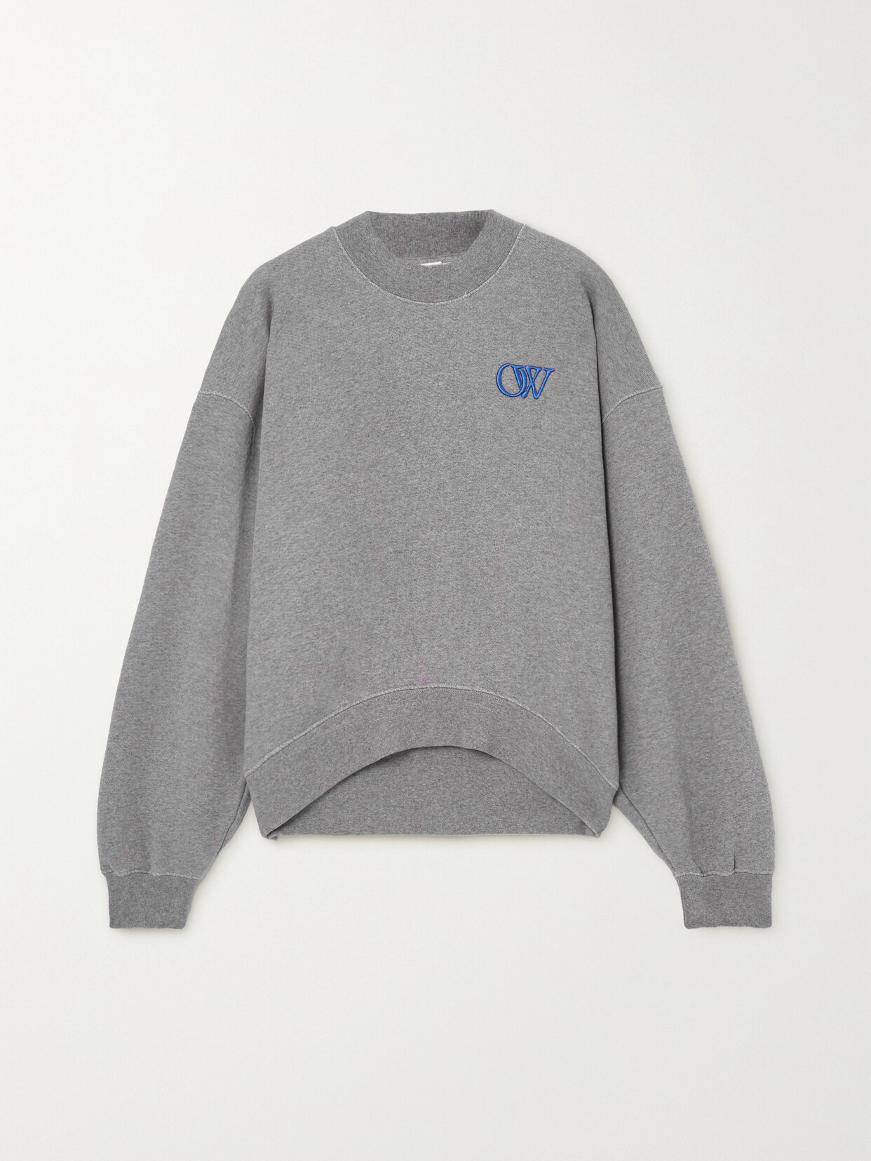 Off-white Embroidered Cotton-jersey Sweatshirt In Grey