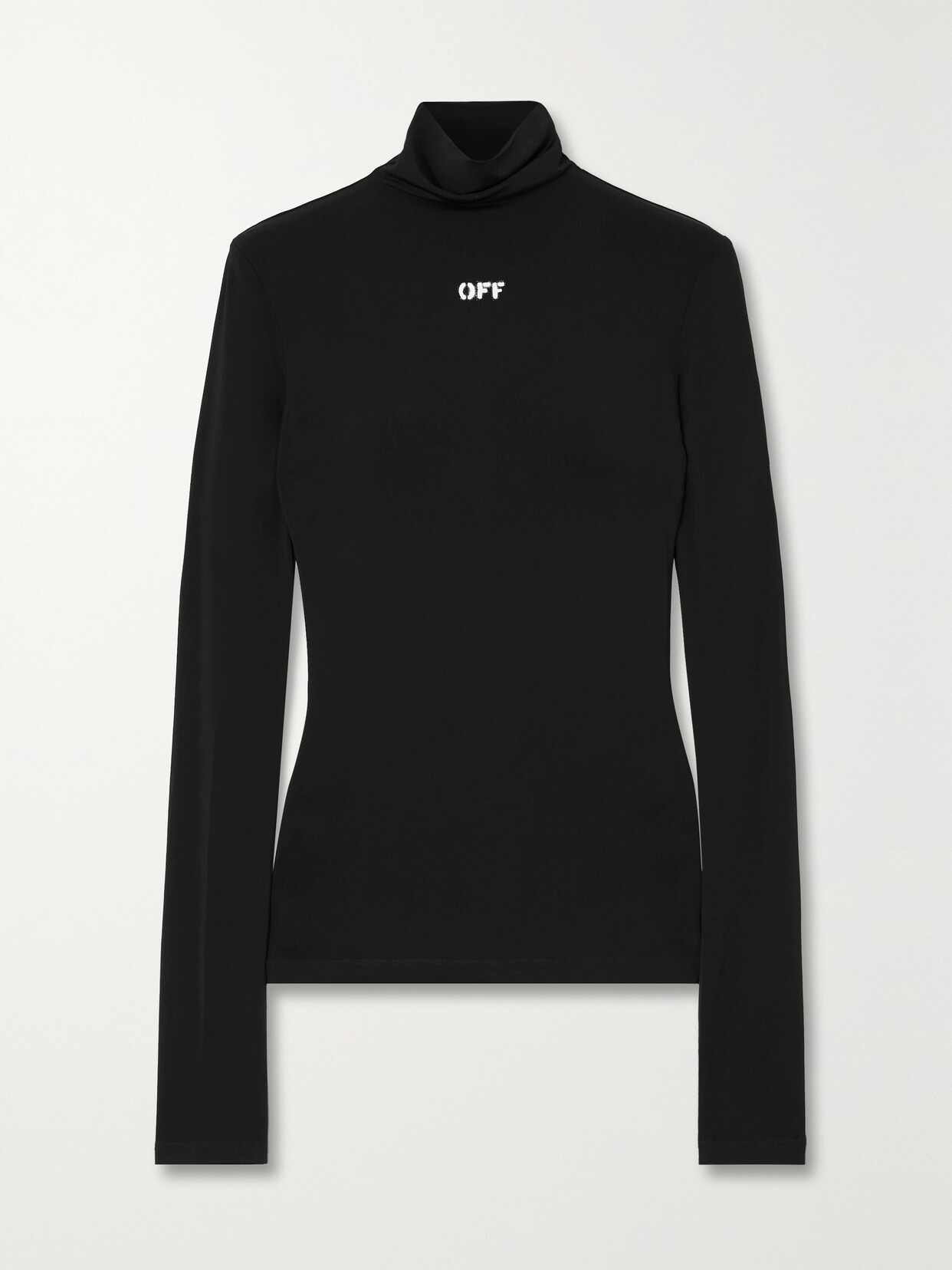 Shop Off-white Printed Stretch-jersey Turtleneck Top In Black