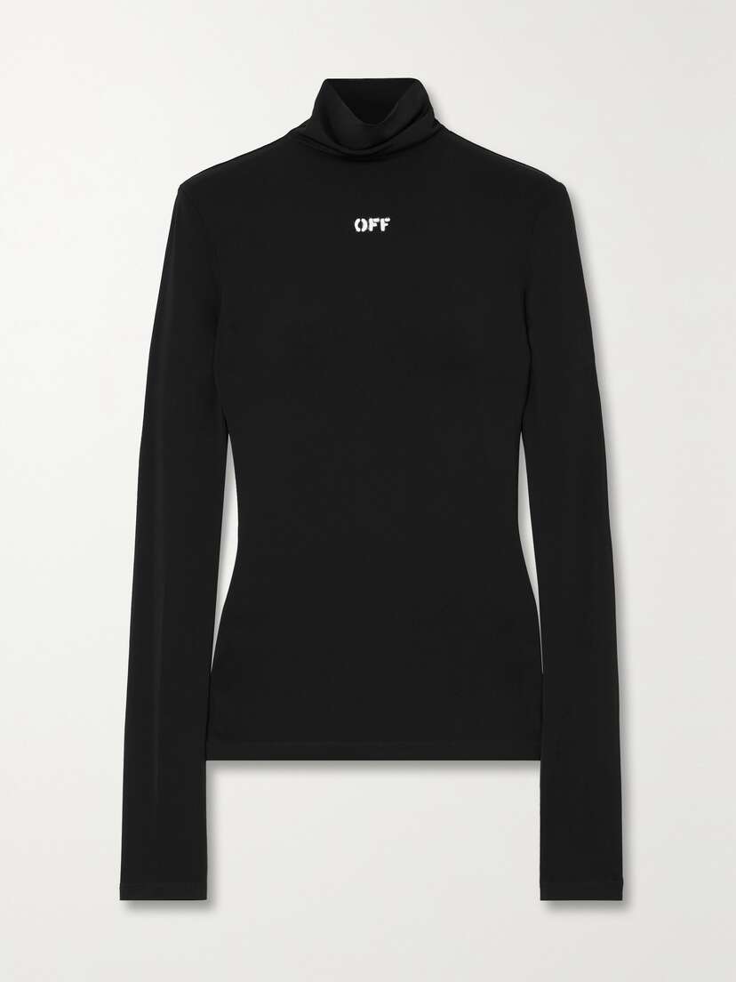 Off-White Printed Stretch-jersey Turtleneck Top