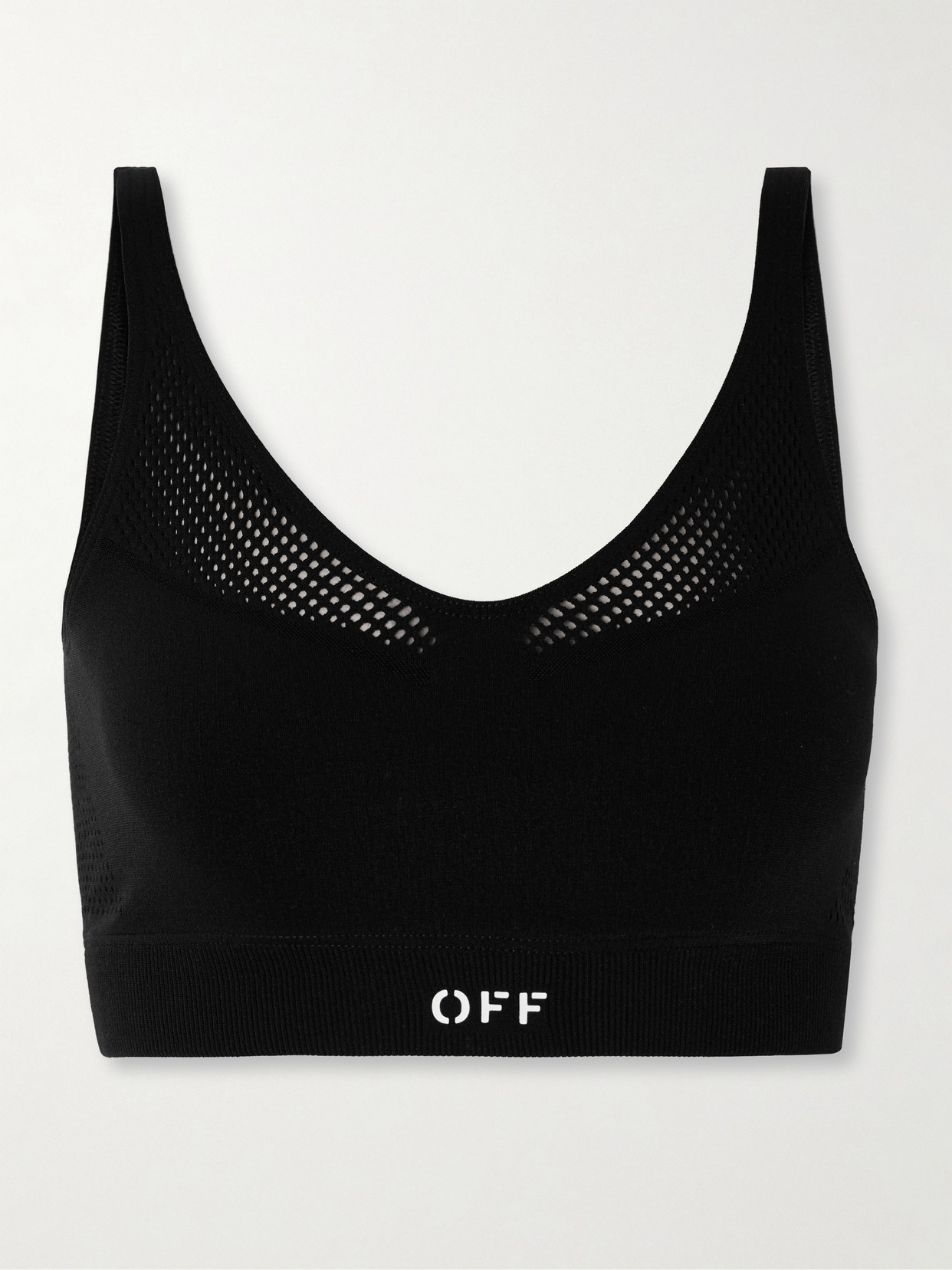 Off-white Perforated Stretch Sports Bra In Black