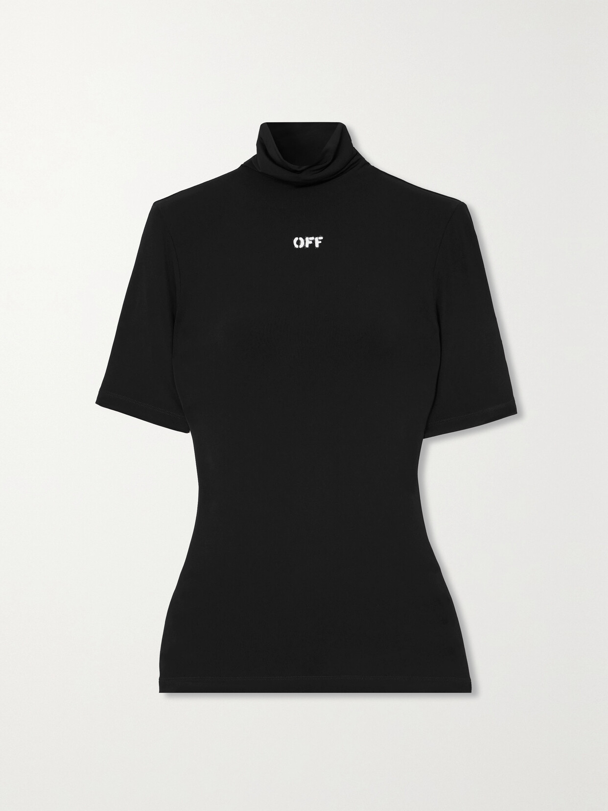 Off-white Printed Stretch-jersey Turtleneck Top In Black