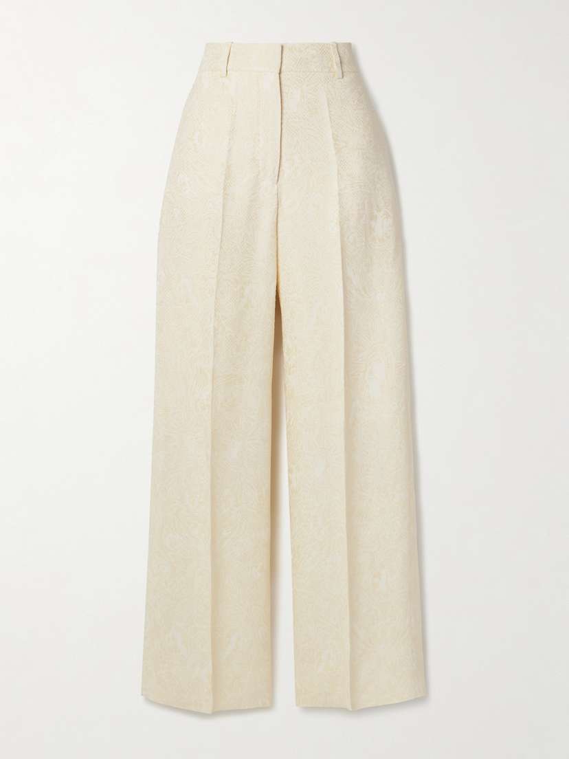 Off-White Floral-jacquard Wide-leg Pants
