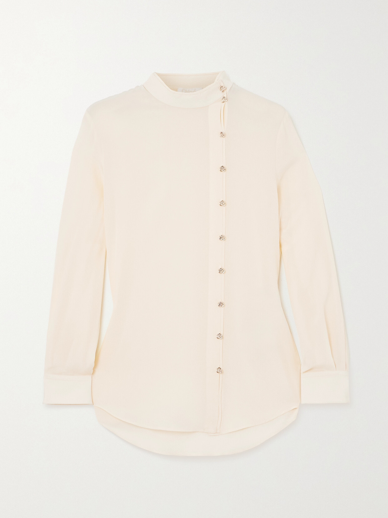 Chloé + Net Sustain Asymmetric Organic Silk Crepe De Chine Blouse - White