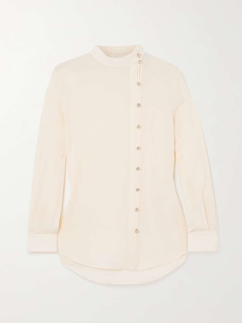 Chloé + Net Sustain Asymmetric Organic Silk Crepe De Chine Blouse