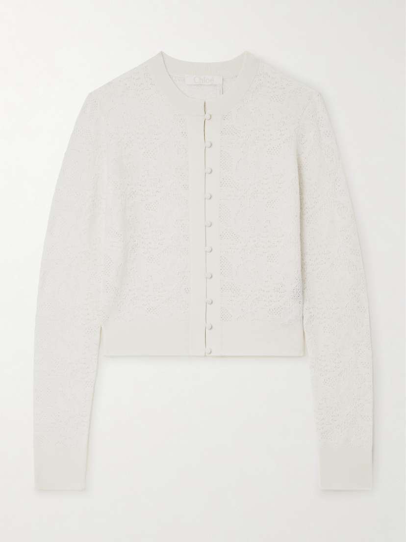 Chloé Crocheted Wool And Silk-blend Cardigan - x large
