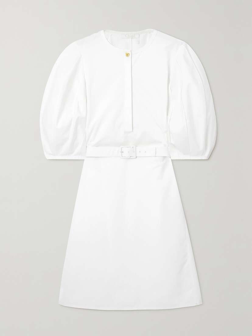 Chloé + Net Sustain Belted Organic Cotton-poplin Mini Dress