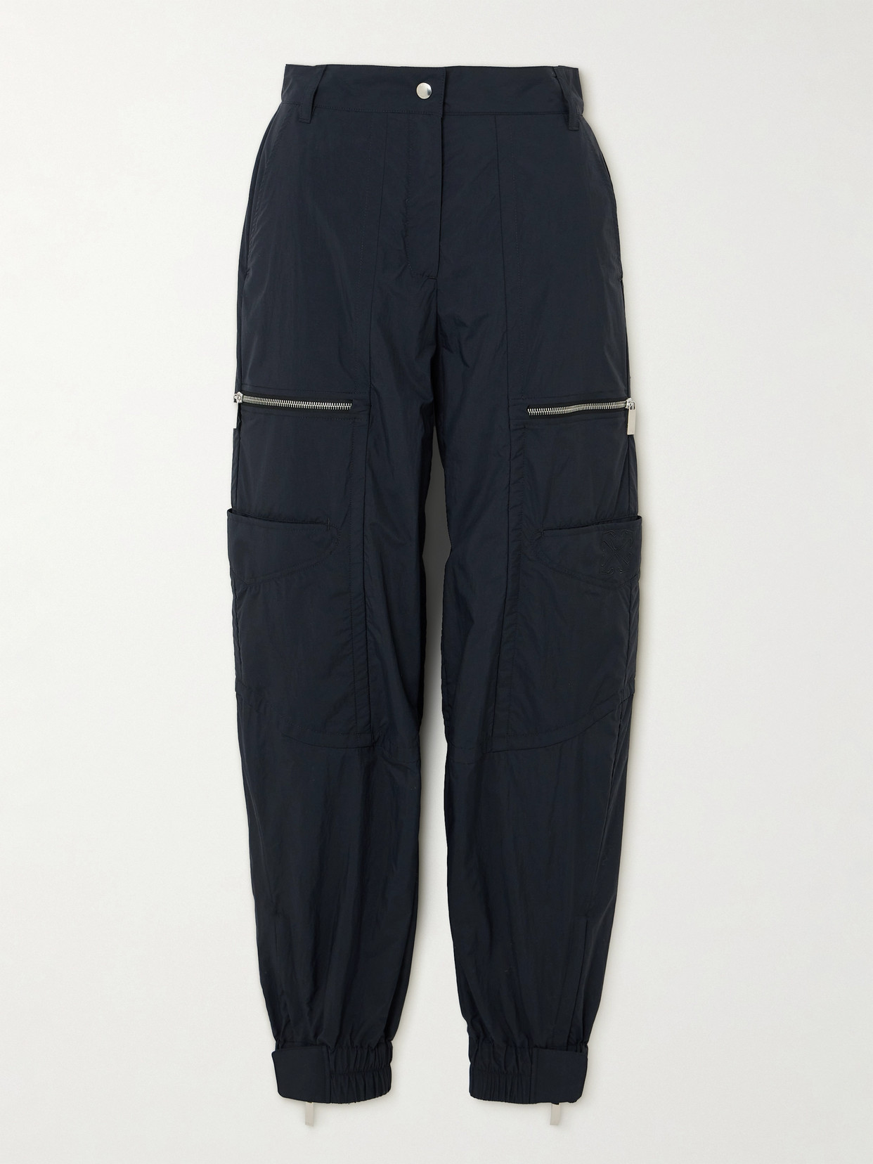 Off-white Embroidered Shell Tapered Pants In Black