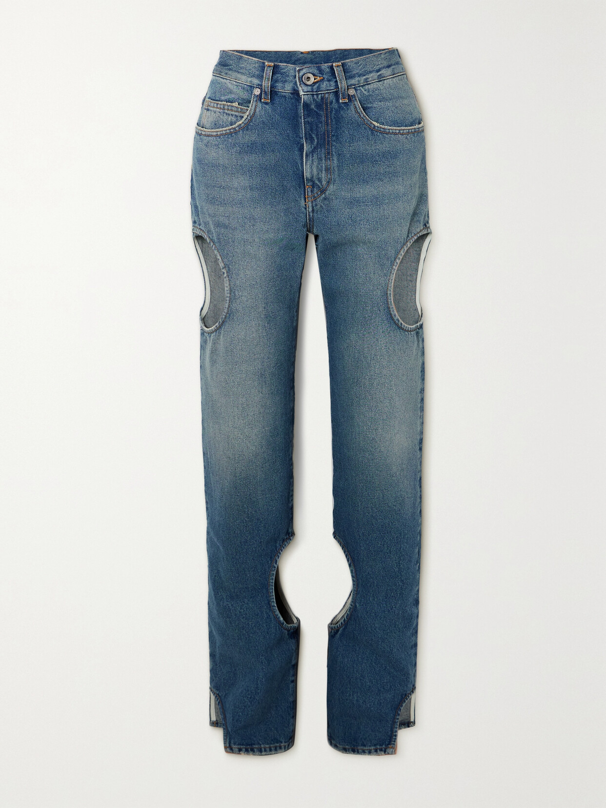 Off-White Meteor Cutout High-rise Straight-leg Jeans - Blue