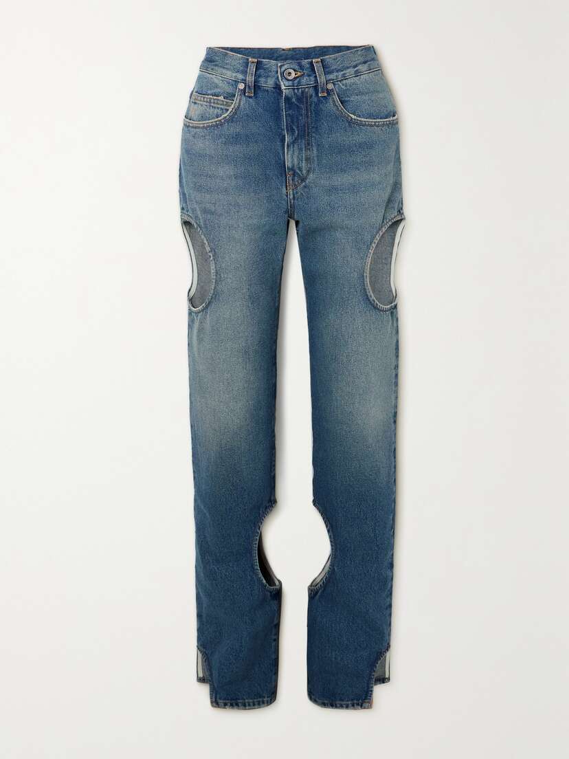 Off-White Meteor Cutout High-rise Straight-leg Jeans