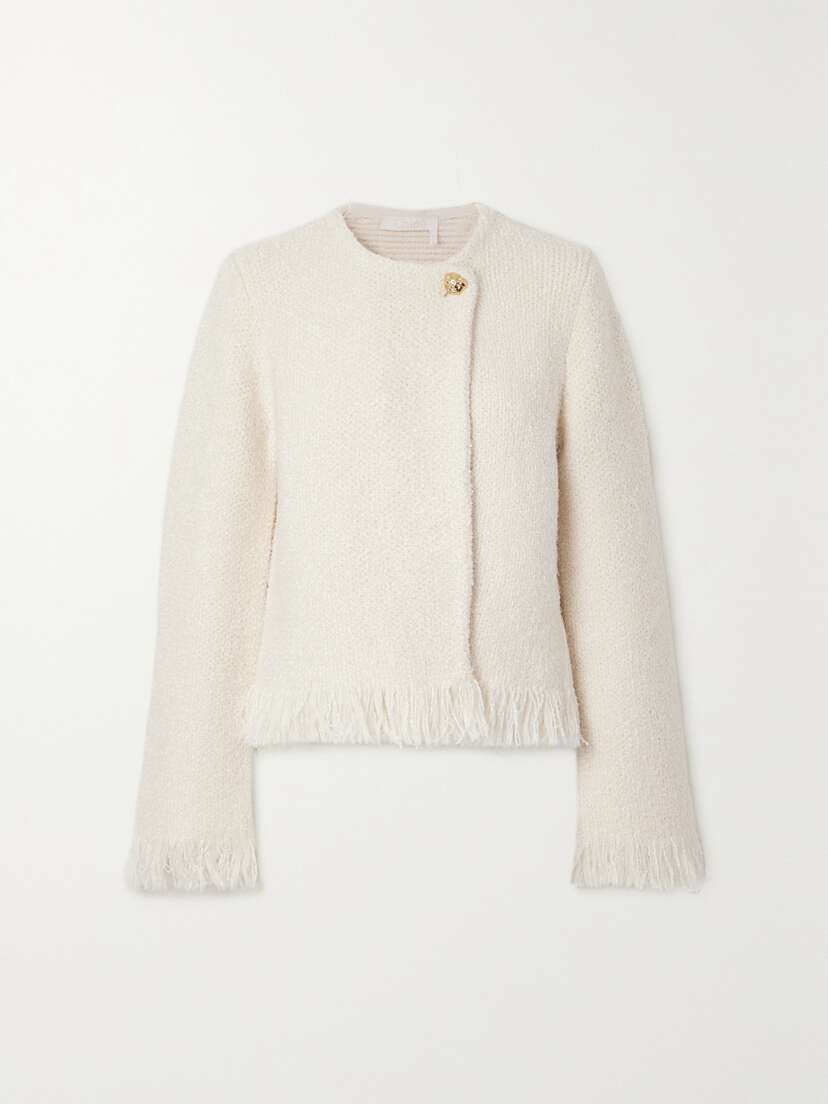 Chloé Frayed Wool-blend Bouclé-tweed Jacket - x large