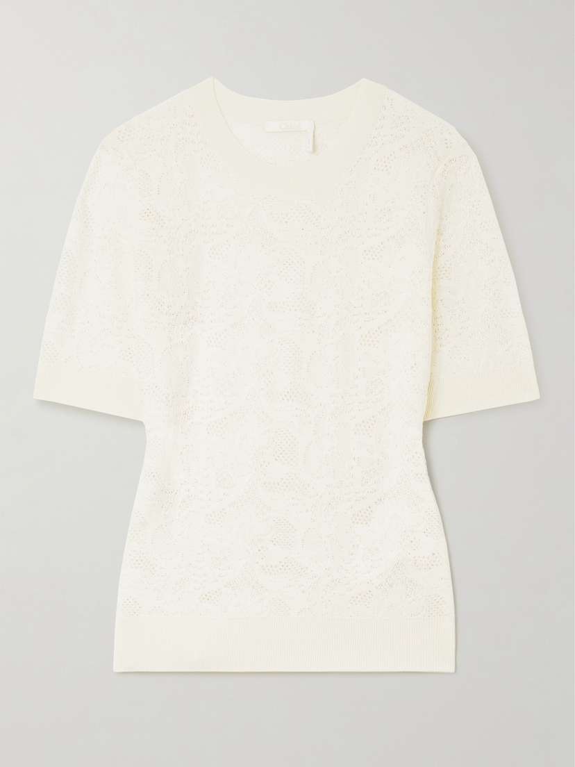 Chloé Crocheted Wool And Silk-blend T-shirt - x large