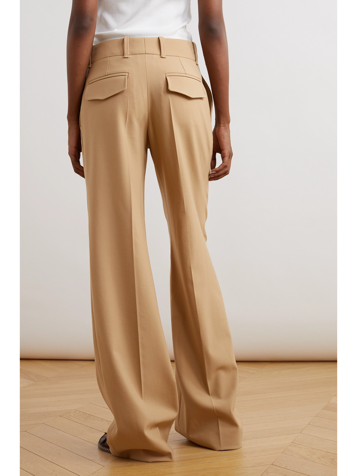 Shop Chloé Wool-blend Wide-leg Pants In Neutrals