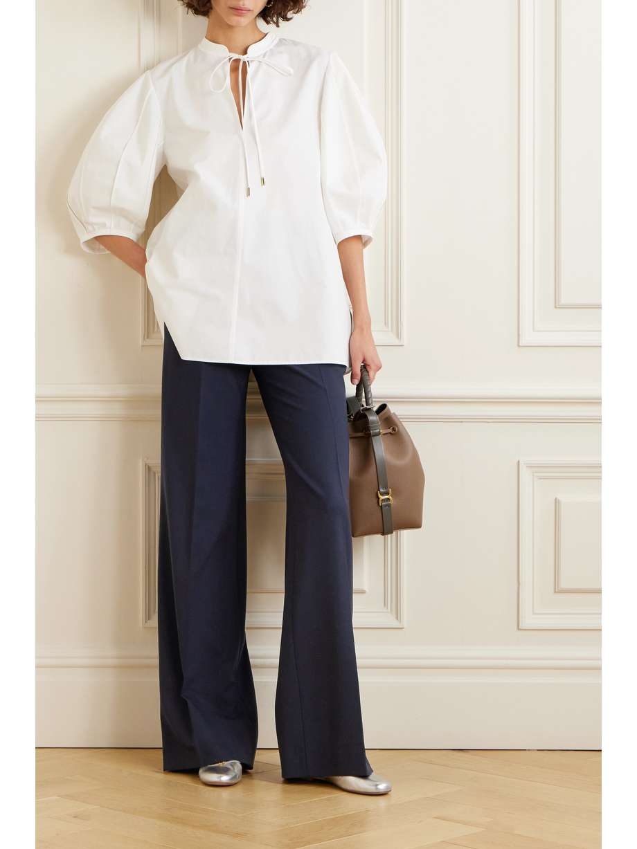 Chloé Women Brown Pants With Belt Loops And Wide Leg In Cotton Woman