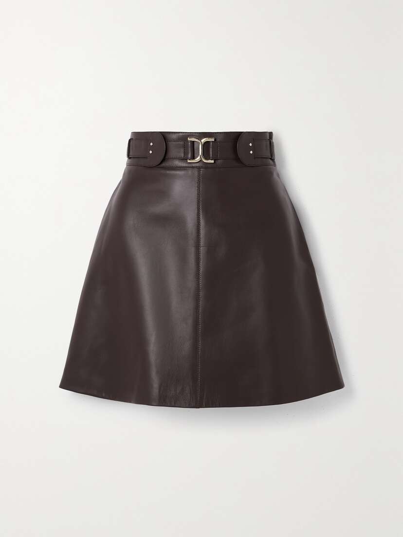 Chloé Belted Embellished Leather Mini Skirt