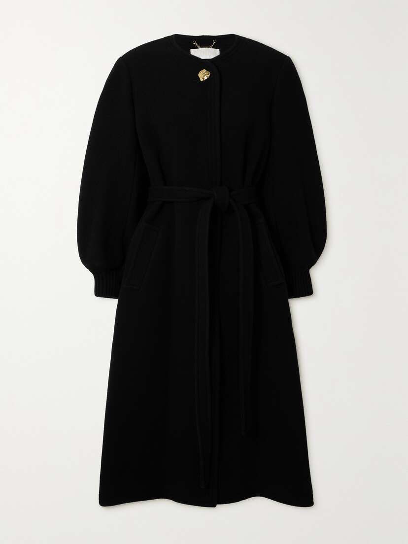 Chloé Embellished Belted Wool-blend Coat