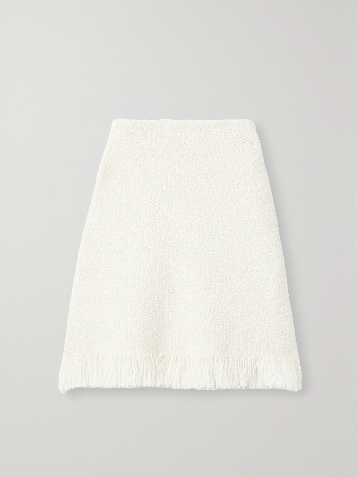 Chloé Frayed Wool-blend Bouclé Mini Skirt - White