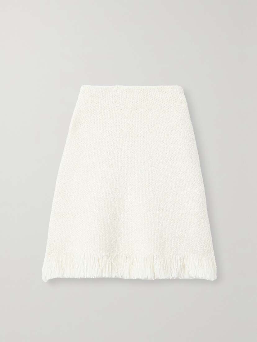 Chloé Frayed Wool-blend Bouclé Mini Skirt - x large