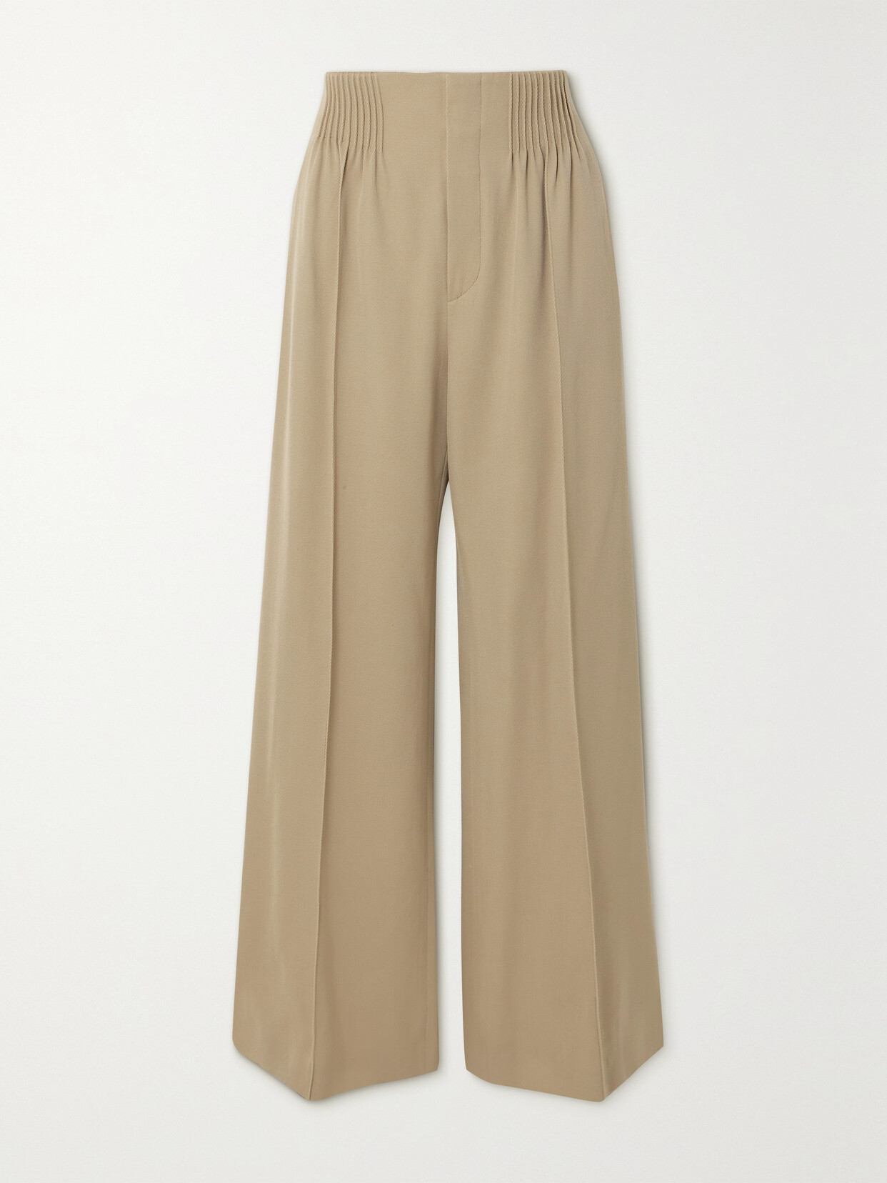 Chloé Pleated Wool-gabardine Wide-leg Pants - Neutrals
