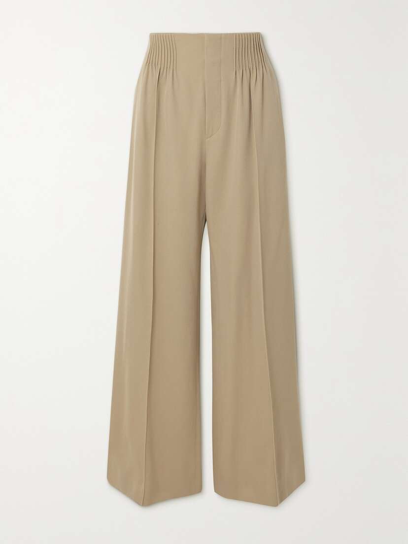 Chloé Pleated Wool-gabardine Wide-leg Pants
